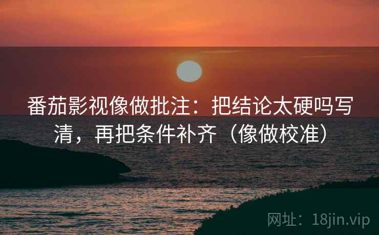番茄影视像做批注：把结论太硬吗写清，再把条件补齐（像做校准）
